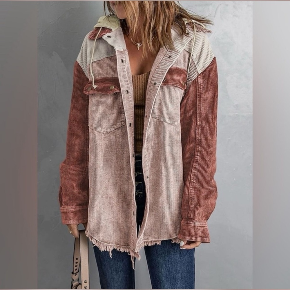 Women's Two-Tone Corduroy Utility Jacket Preloved